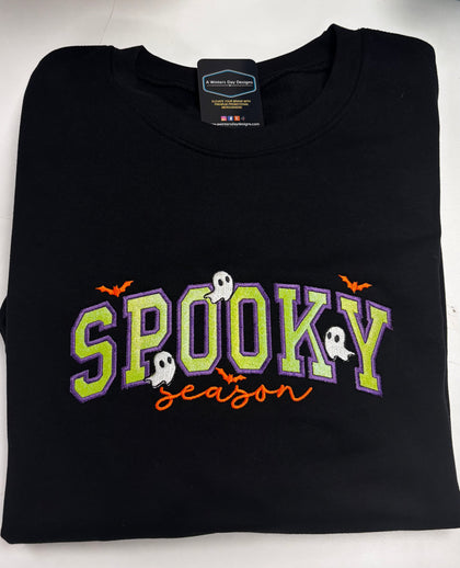Spooky Season Embroidered, Glittered Crewneck